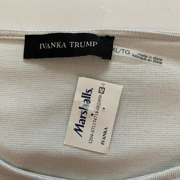 Ivanka Trump Sweater Pullover Asymmetric Ruffle Long Silver Womens Top Sparkle - Picture 9 of 16